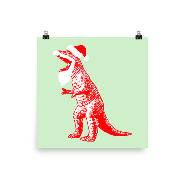 Santasaurus Rex The Last Man on Earth Santa T-Rex Art Print